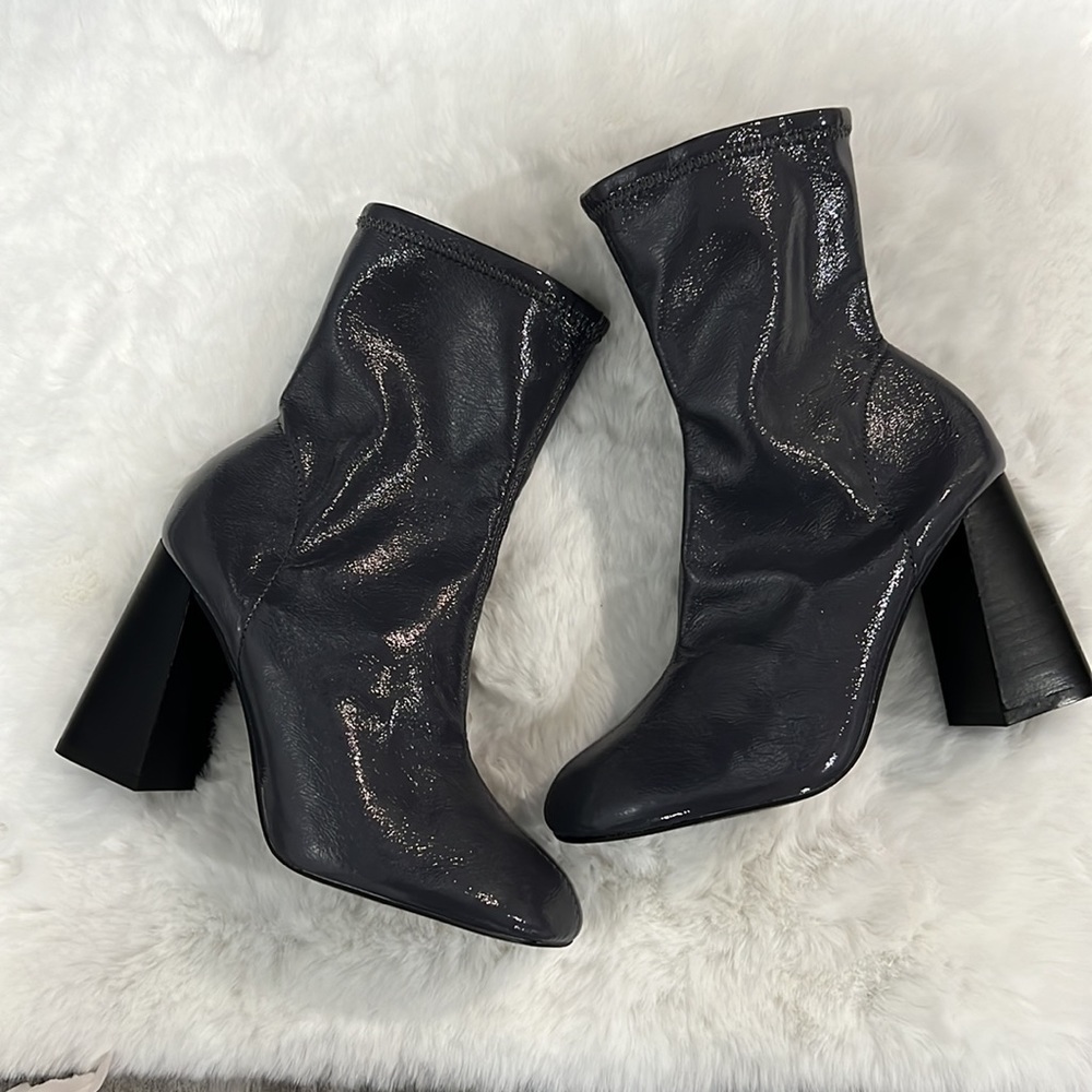New Topshop Grey Patent Leather Ankle Boots - Picture 13 of 13